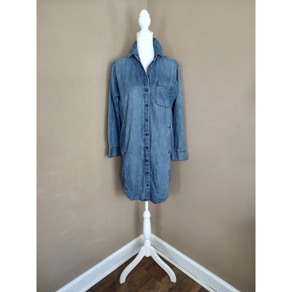 Madewell Denim Shirt Dress XXS Blue Long Sleeve‎ Casual Everyday Career